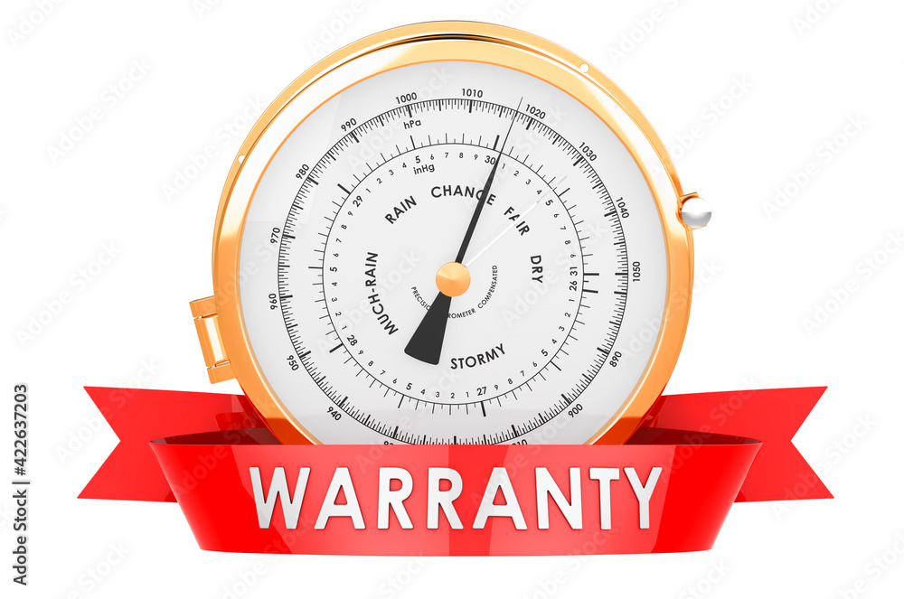 Poster barometer warranty concept. 3d rendering