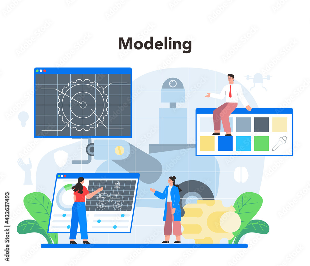 Poster roboticist concept. robotic engineering and constructing. idea of artificial
