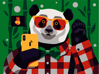 Panda with a phone © Ardonit