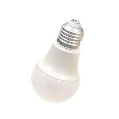 Energy saving light bulb with frosted glass isolated on white background. Design element with clipping path