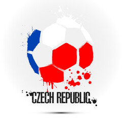 Abstract soccer ball with Czech national flag colors. Flag of Czech Republic in the form of a soccer ball made on an isolated background. Football championship banner. Vector illustration