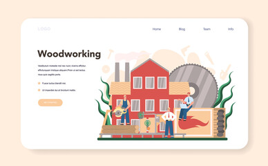 Wood industry and paper production web banner or landing page