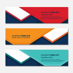 Set of horizontal banner design modern social media template isolated white background 