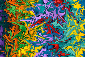 Distorted liquify colourful background. Vibrant saturated geometric patterns