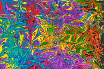 Distorted liquify colourful background. Vibrant saturated geometric patterns