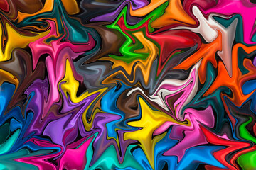 Distorted liquify colourful background. Vibrant saturated geometric patterns
