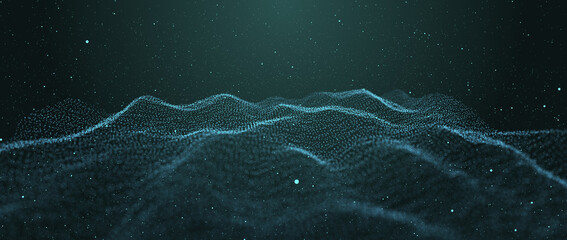 Futuristic digital background. Abstract dynamic wave. Big data. 3D