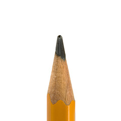 Used pencil leads closeup isolated on white background, macro photography