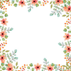 watercolor spring floral frame illustration