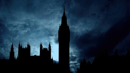 Naklejka premium Palace Of Westminster And Big Ben against clouds