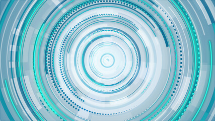 Circle white blue and green neon lines technology Hi-tech bright background. Abstract graphic digital future scifi concept design.