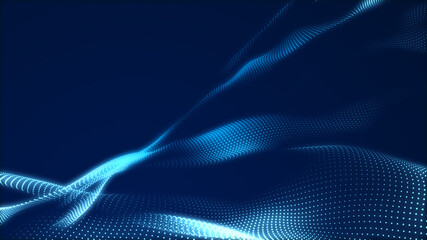 Dot blue wave light screen gradient texture background. Abstract  technology big data digital background. 3d rendering.