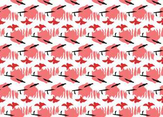 Vector texture background, seamless pattern. Hand drawn, red, black, white colors.