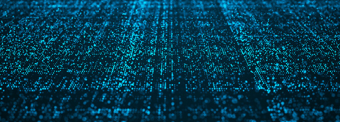 Abstract technology background. Computer matrix. Futuristic cyber background of particles. 3d rendering.