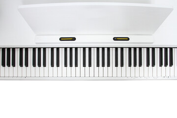White piano top view with white writing area