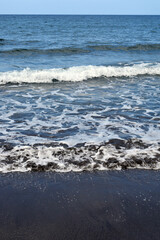 View of Sea with Horizon & Waves Breaking on Sandy Beach 