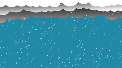 A vector background illustration of the rain and clouds. Cloud and rain, weather nature background.