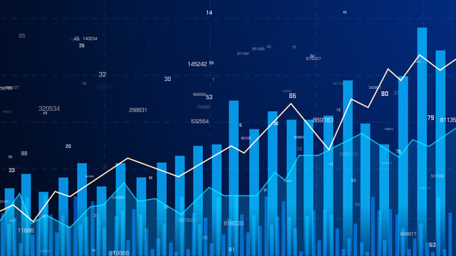 Economic graph with diagrams, business and financial concepts and report, abstract blue technology communication concept stock market.