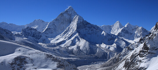 Snow covered mountain Ama Dablam.