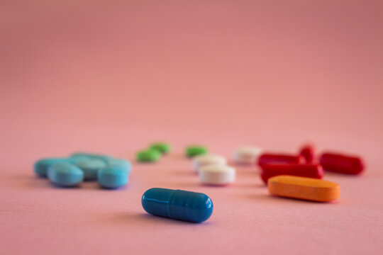 Medicines in the form of pills. medical concept with Free copy-space. Selective focus.