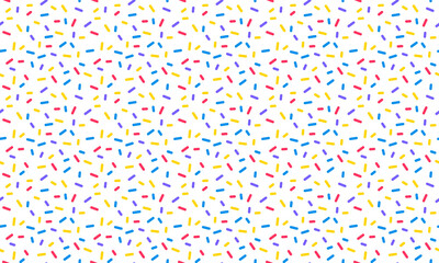 Fototapeta na wymiar Cake Glaze Colorful Seamless Pattern with Sprinkles. Vector Dotted Background. Donut Sugar Decoration