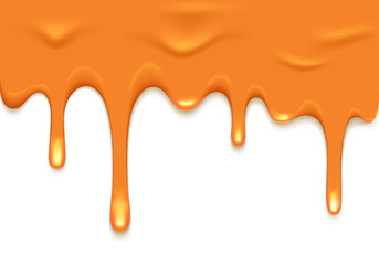 Vector Border with Flowing Salted Caramel. Abstract Sweet Texture. Dripping Glaze Background for Packaging Design and Advertisement
