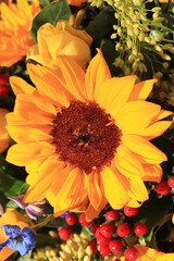 Sunflowers in a wedding arrangement