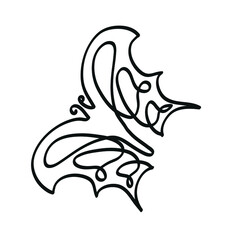 One line drawing of flying butterfly.
One continuous line drawing of butterfly isolated on white. 