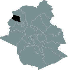 Black location map of the Brusselian Ganshoren municipality inside the Belgian capital city of Brussels, Belgium