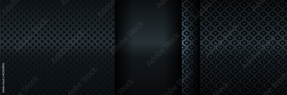 Poster dark blue abstract dynamic background with overlap layers. 3d cover science, futuristic, energy tech