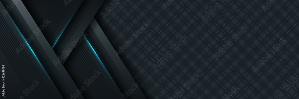 Poster dark blue abstract dynamic background with overlap layers. 3d cover science, futuristic, energy tech