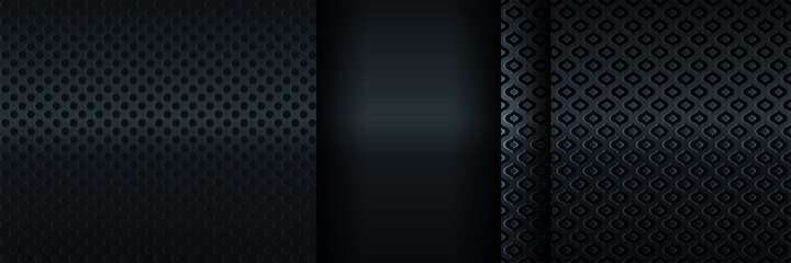 Dark blue abstract dynamic background with overlap layers. 3d cover science, futuristic, energy technology concept of business presentation banner for sale event night party