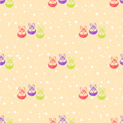 vector pattern with Easter eggs on basket on pastel background Easter spring seamless baby background Seamless cute spring cartoon pattern. Repeated summer vector illustration, pretty seamless texture