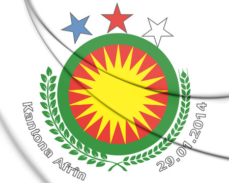 3D Afrin canton coat of arms. 3D Illustration.