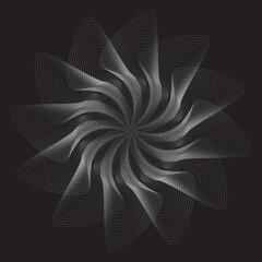 Flower. Dotted Halftone Vector Spiral Pattern or design element