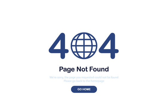 Vector illustration 404 error page not found template for website. Flat design. Blue. Eps 10