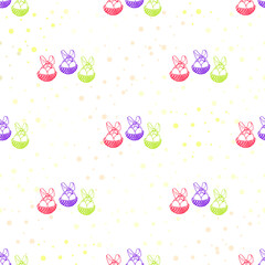 Easter vector pattern with colourful eggs on basket on transparent background Easter spring seamless baby background