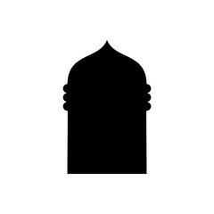 Mosque Door Silhouette - Vector Flat Design Illustration : Suitable for Islamic Theme and Other Graphic Related Assets.