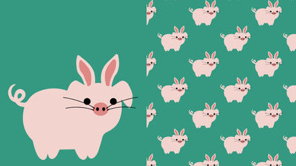 Piggy rabbit pattern 