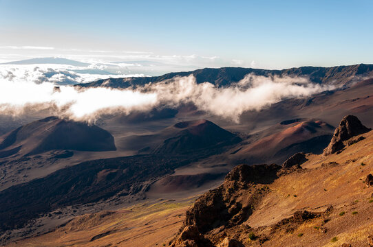 Early Morning Sunrise on top of the Volcano at Haleakala National Park, Maui, Hawaii, United States