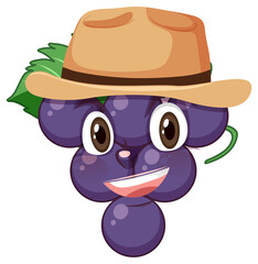 Grape cartoon character with facial expression