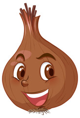 Onion cartoon character with facial expression