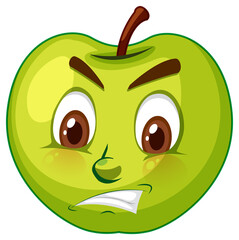 Apple cartoon character with facial expression