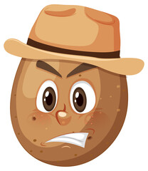 Potato cartoon character with facial expression
