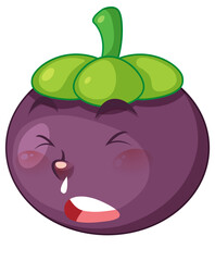 Mangosteen cartoon character with facial expression