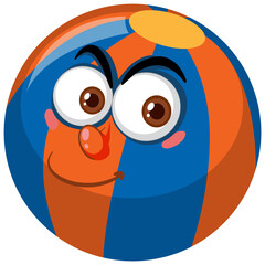 Cute ball with face expression on white background