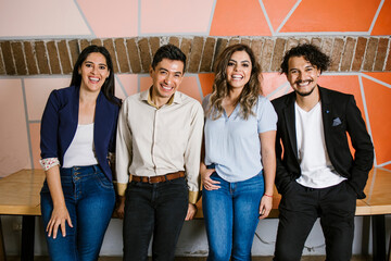 group of latin people teamwork at office in Mexico