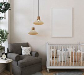 mockup poster in cute nursery room