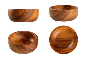 Set of wooden bowl isolated on white background
.