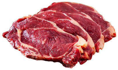Obraz premium Pieces of beef. Isolated over white background